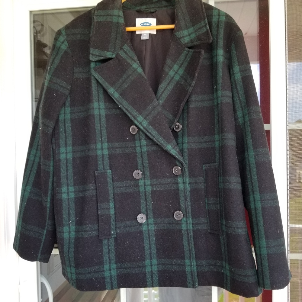 Old Navy Green Colorblock Pea Coat